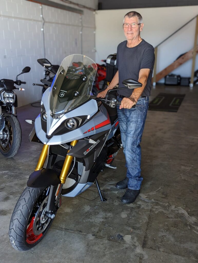 Customer picking up his Energica electric motorcycle